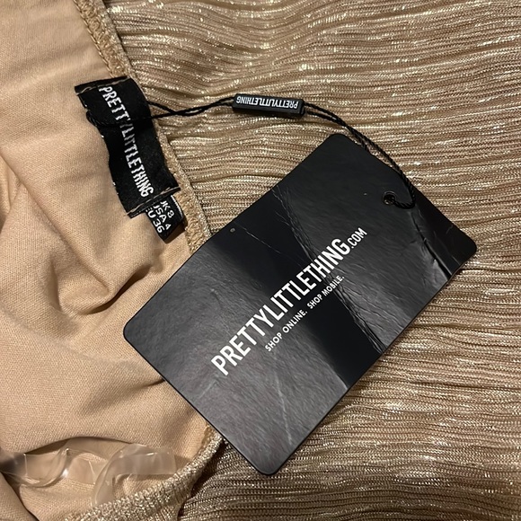 PLT Shape Gold Plisse Strappy Bodycon Dress - Picture 5 of 8